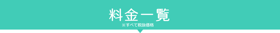 料金一覧　※全て税抜き価格