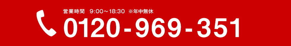 年中無休　9:00～18:30　【0120-969-351】